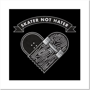 Skater not Hater, Cool Grunge Skateboard Rebel Posters and Art